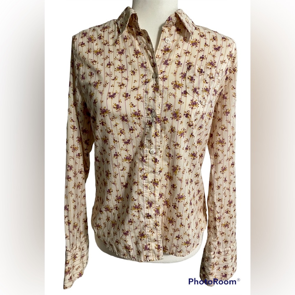SO Floral button up long sleeve top